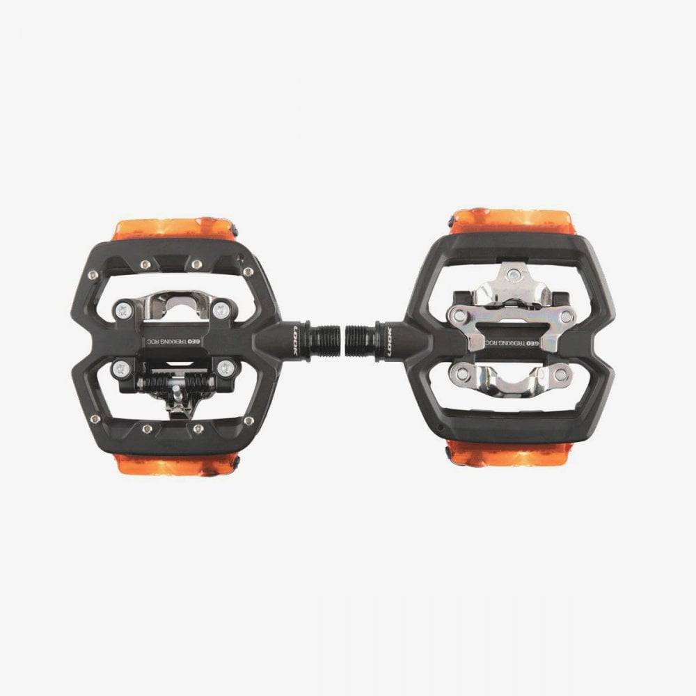 LOOK Geo Trekking Vision pedals with clipless and flat sides, featuring built-in VISION lights for cycling components.