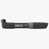 SKS Rookie XL mini bike pump with mounting clips and dust cap in black, compact cycling accessories.