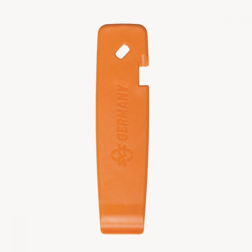 SKS orange bike tyre levers 3-pack for tyre removal and valve tools, ideal for bike workshop use
