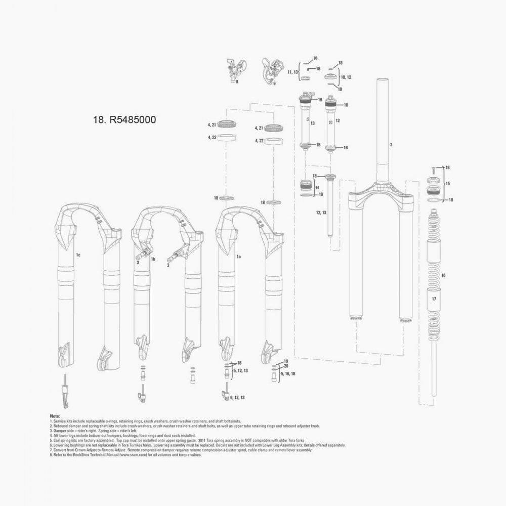 Rock Shox Spare Front Suspension Service Kit Tora Tk/Xc32/Recon Silver B1 Spares & Accesories