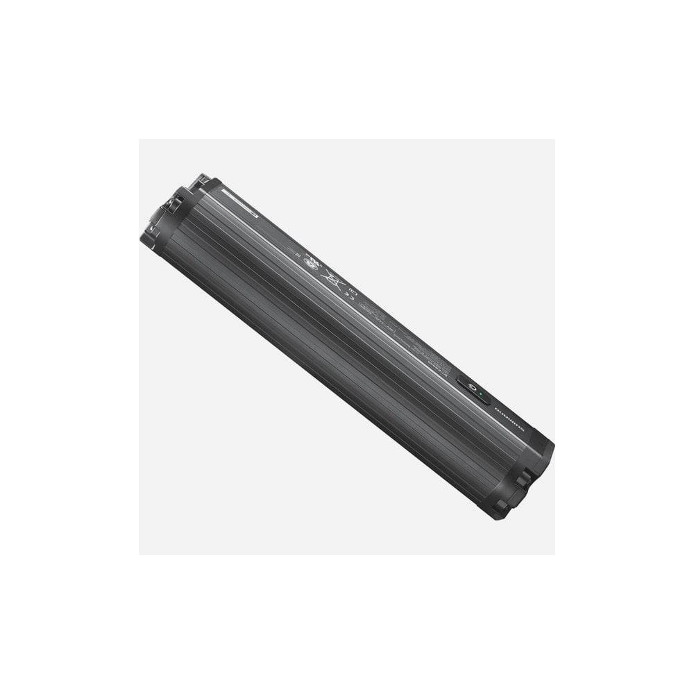 Shimano STEPS BT-E8035 504Wh e-bike battery mounted on frame down tube, black, integrated design for Shimano e-bike systems.