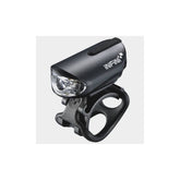 Infini Olley 100 lumen rechargeable bike front light with Micro USB, QR bracket, black color, designed for cycling safety.