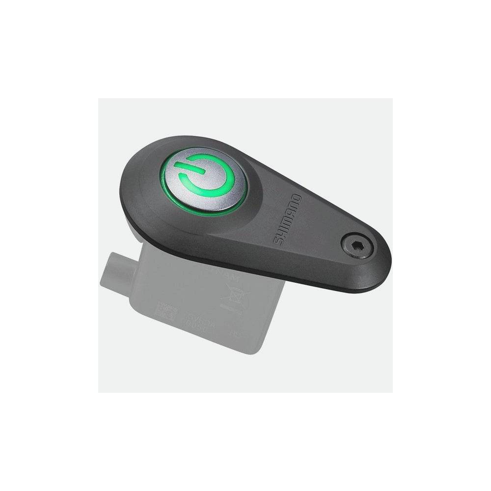 Shimano STEPS EW-SW100 satellite on/off switch with 1100mm E-tube cable for e-bike components, mounted on handlebar.