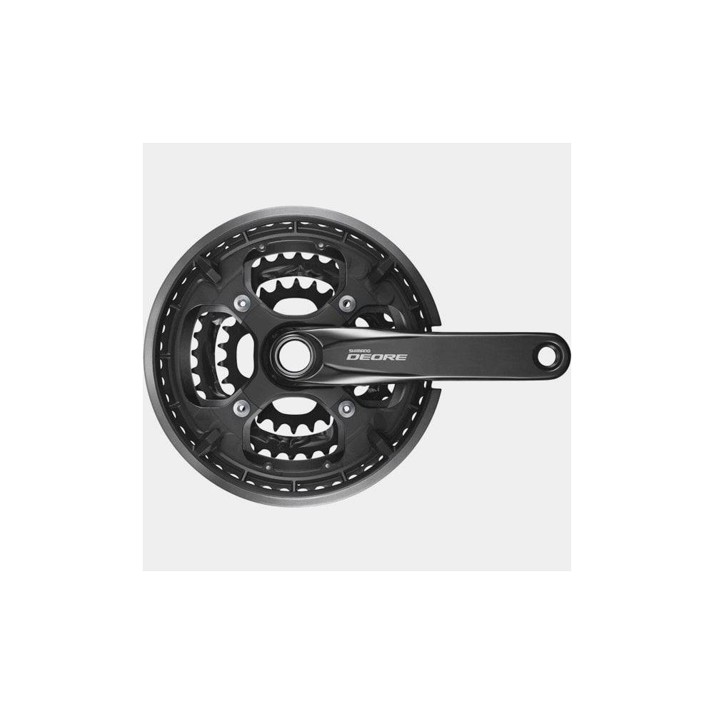 Shimano Deore MTB 10-speed chainset with 48/36/26T gears, 175mm crank arms, and chainguard, designed for mountain bikes.