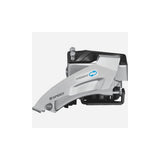 Shimano Altus FD-M315 front derailleur for 7/8-speed bikes, dual pull, double top swing, multi-fit bike components.