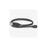 Garmin USB charging clip accessory for Fenix, Forerunner, and Vivoactive wearables, shown connected to a compatible smartwatch.