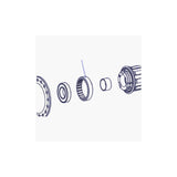 Steel DT Swiss M34 x 1 mm external screw thread ring nut for 3-pawl hubs, used as a component in bicycle hub assemblies.