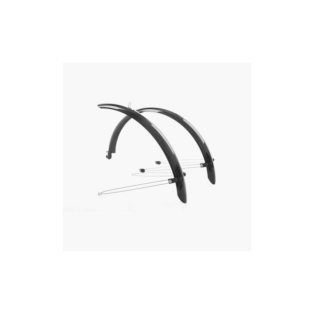 M Part Commute black polycarbonate mudguards for 27.5 inch and 700x60c wheels, designed as bicycle accessories.