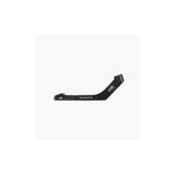Aztec 140mm rotor adapter post mount caliper to flatmount frame conversion for bike components, black metal, detailed close-up.