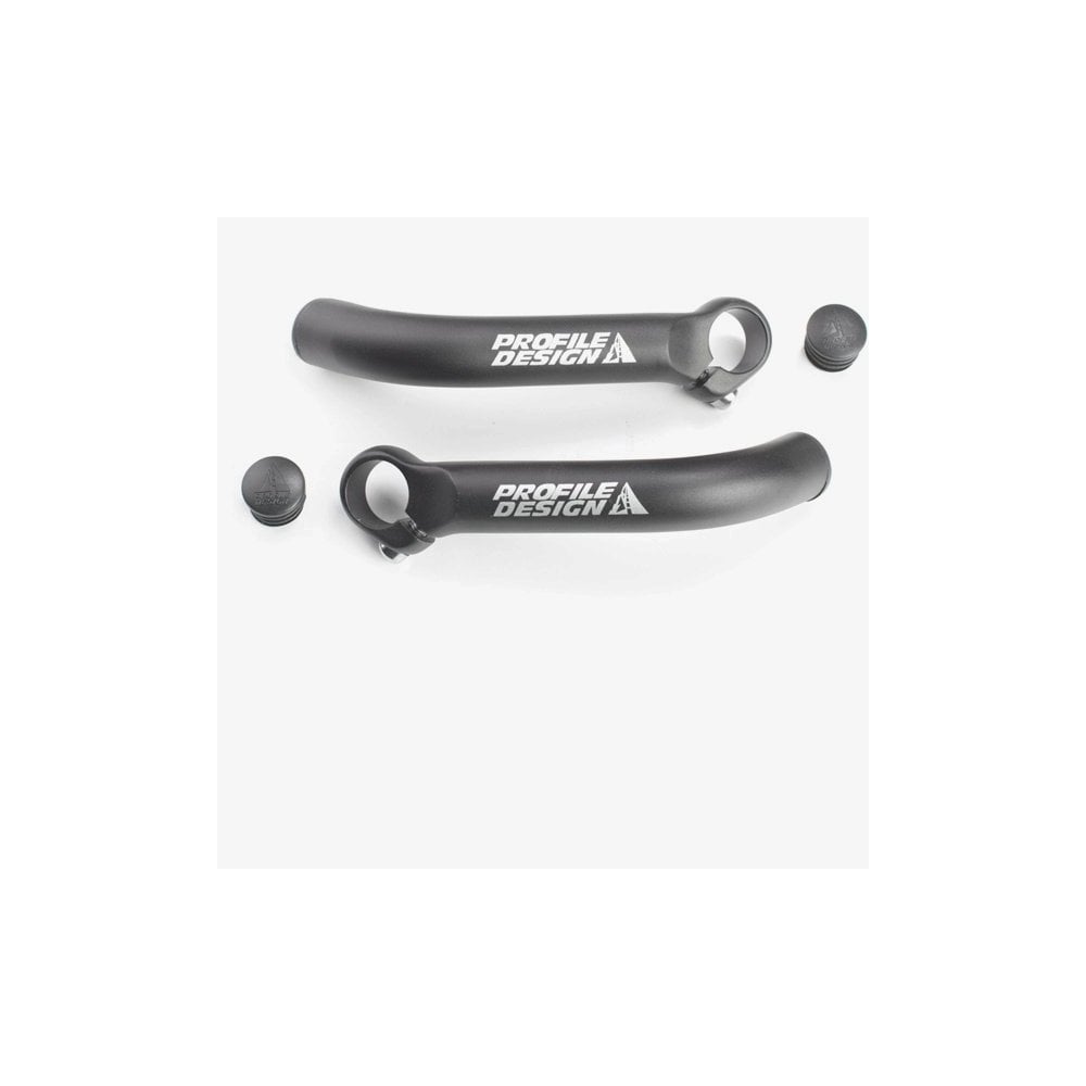 Profile Design Brief Bar End handlebar extension in J shape, durable aluminum for added comfort and control on bike handlebars.