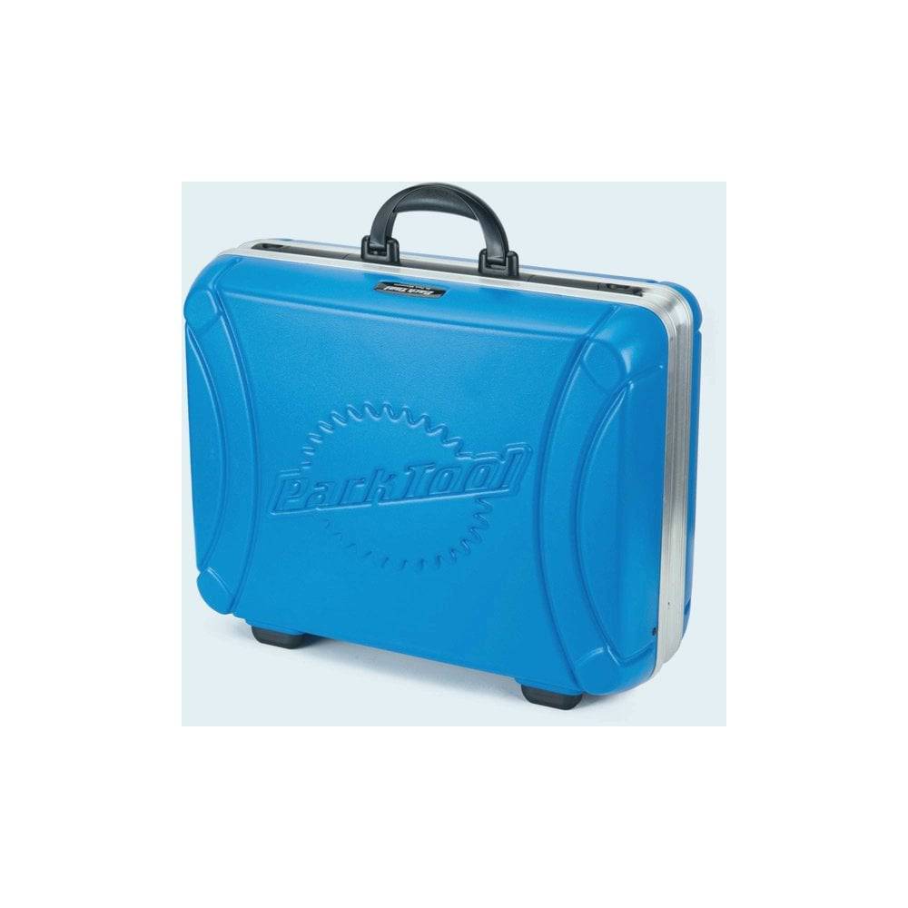 Park Tool BX-2.2 blue workshop tool case with secure lock and custom pallets for mechanics, showcasing durable storage.