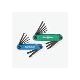 Park Tool FWS-2 fold-up wrench set with hex and Torx sizes, compact workshop tool kit for bike and repair projects.