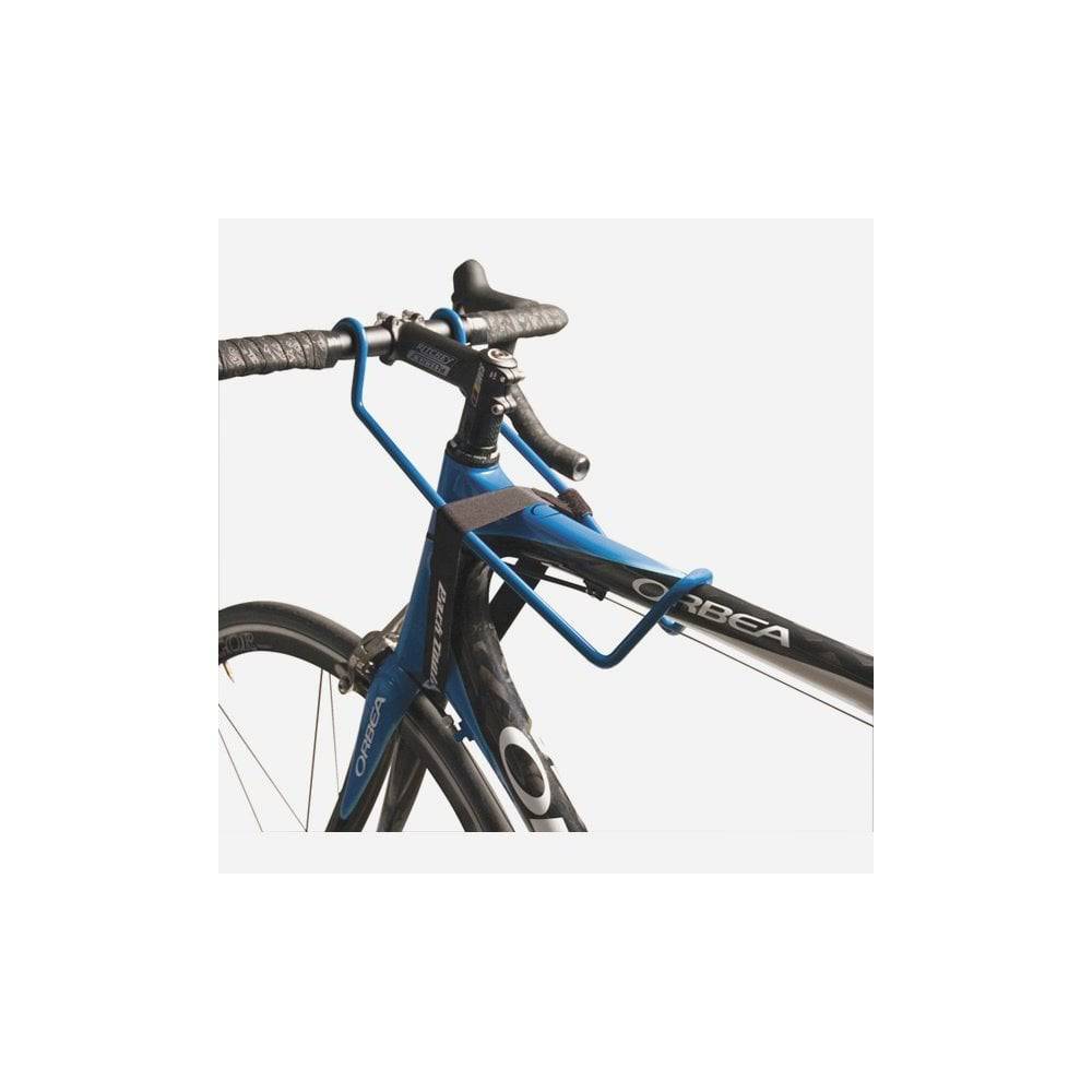 Park Tool HBH-2 bike handlebar holder for repair stands, suitable for road and mountain bikes, in a workshop setting.