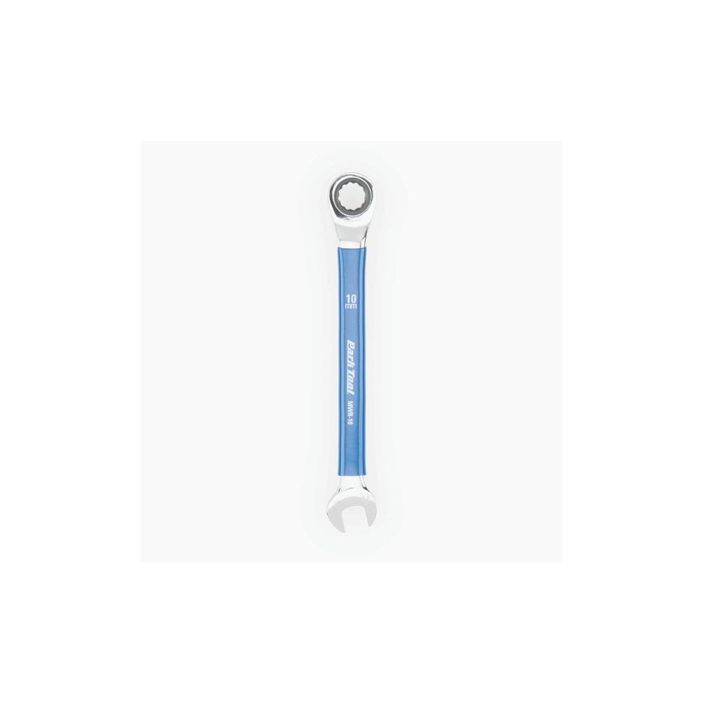 Park Tool MWR-10 10mm ratcheting metric wrench with two-way ratchet ends, ideal for bike workshop maintenance.