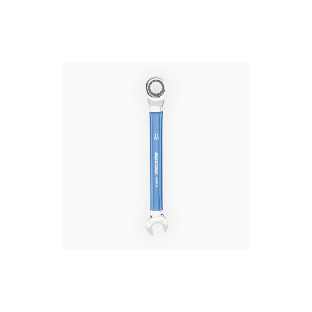 Park Tool MWR-11 11mm ratcheting metric wrench with two-way box end, ideal for bike workshop repairs and maintenance.