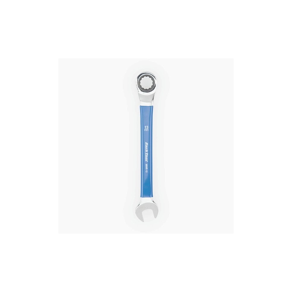 Park Tool MWR-13 13mm ratcheting metric wrench with dual box ends, ideal for workshop use, made of durable chrome vanadium steel.