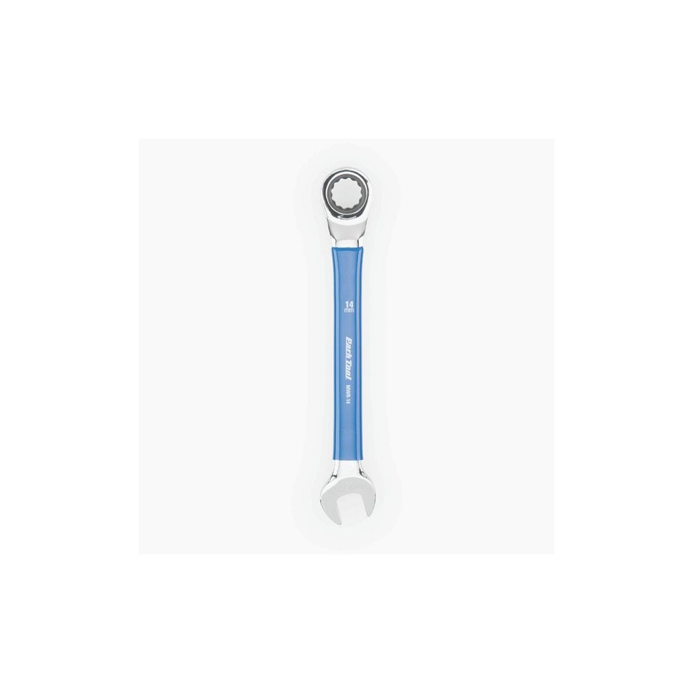 Park Tool MWR-14 14mm ratcheting metric wrench with two-way box ends, ideal for bike workshop repairs and maintenance.