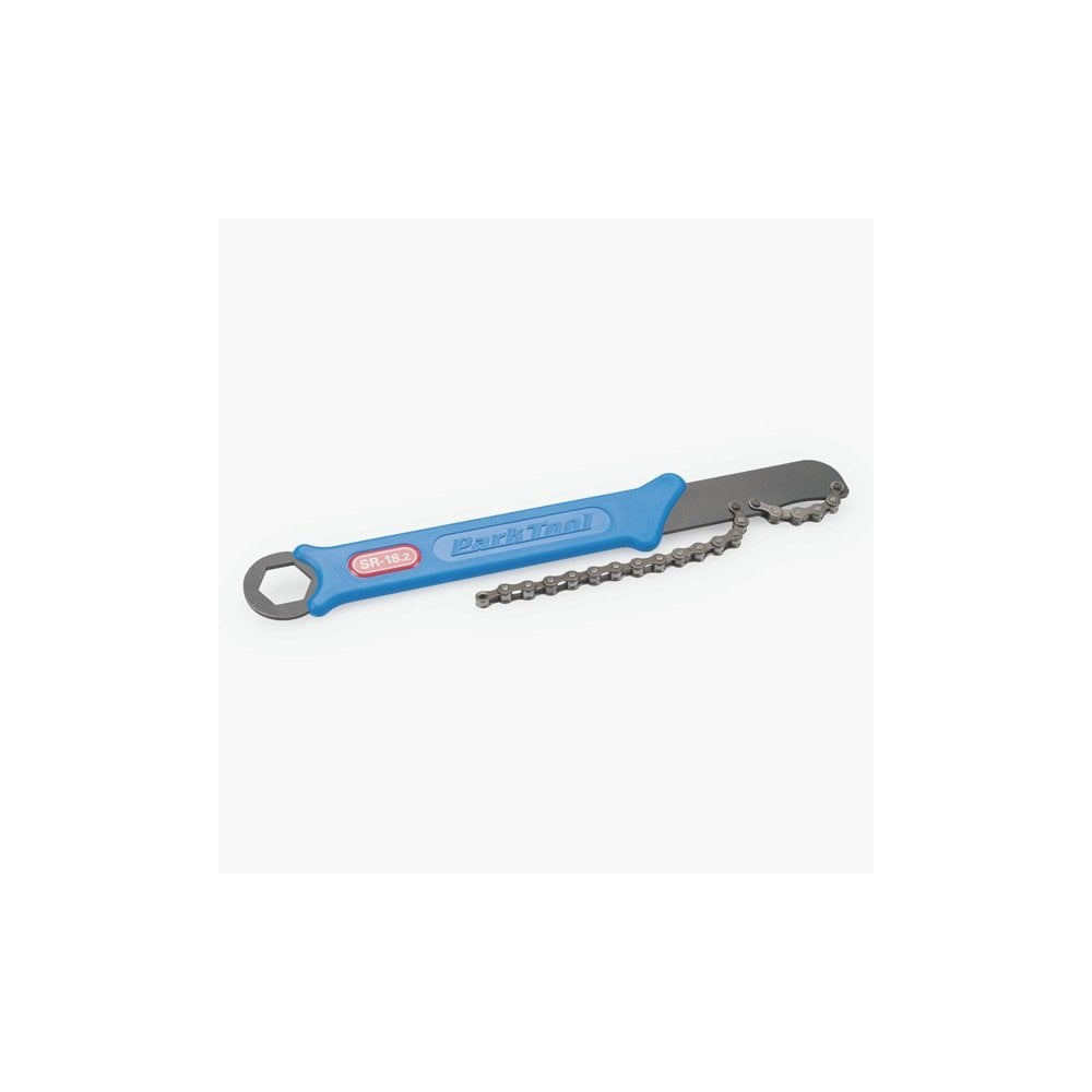 Park Tool SR-18.2 sprocket remover and chain whip for fixed gear and single speed bikes, used in bike workshop maintenance.