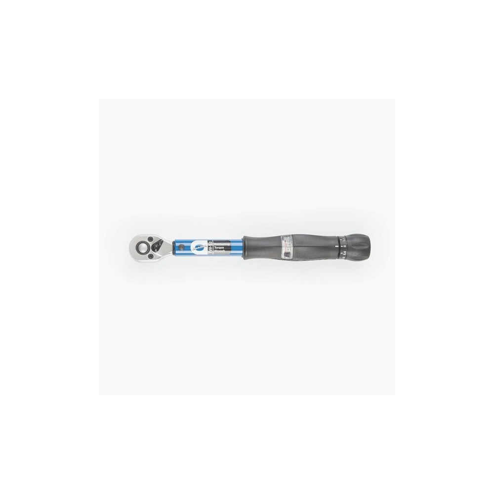 Park Tool TW-5.2 ratcheting torque wrench with 3/8 inch drive, 2-14Nm for bike maintenance, workshop use, close-up view