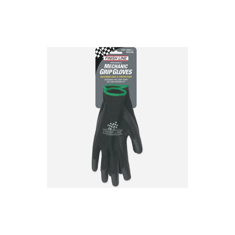 Finish Line mechanic grip gloves, small/medium size, durable reusable work gloves for workshop tasks, with textured palms for grip