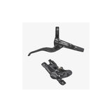 Shimano Alfine hydraulic disc brake lever and post mount caliper in black for right front bike brake system.