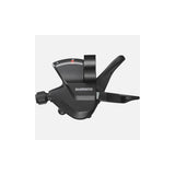 Shimano SL-M315-2L 2-speed left hand shift lever with band-on clamp and cables for bicycle gear shifting.