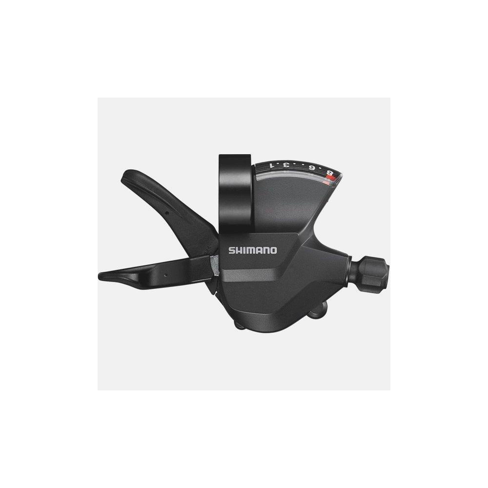 Shimano SL-M315-8R mountain bike 8-speed right shift lever with band clamp, showing gear selector and ergonomic design