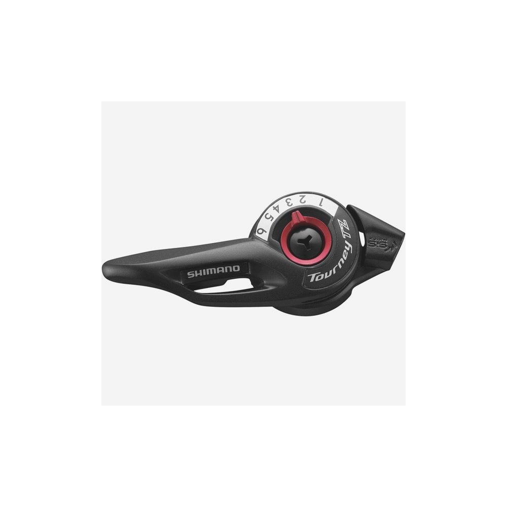 Shimano SL-TZ500 6-speed right hand thumb shifter for mountain bike components, showing gear mechanism and branding.
