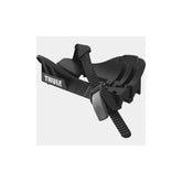 Thule Fat Bike Adapter for 599 UpRide cycle carrier showing rear wheel cradle and strap for secure bike transport.