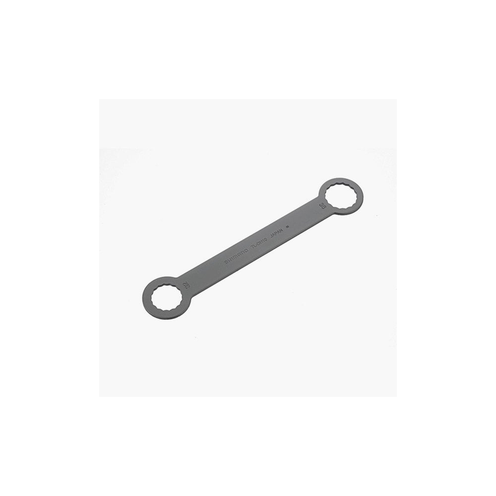 Shimano Workshop hub dynamo ring spanner, 32/36 mm, bicycle maintenance tool for workshop use, with metal handle and open wrench design.