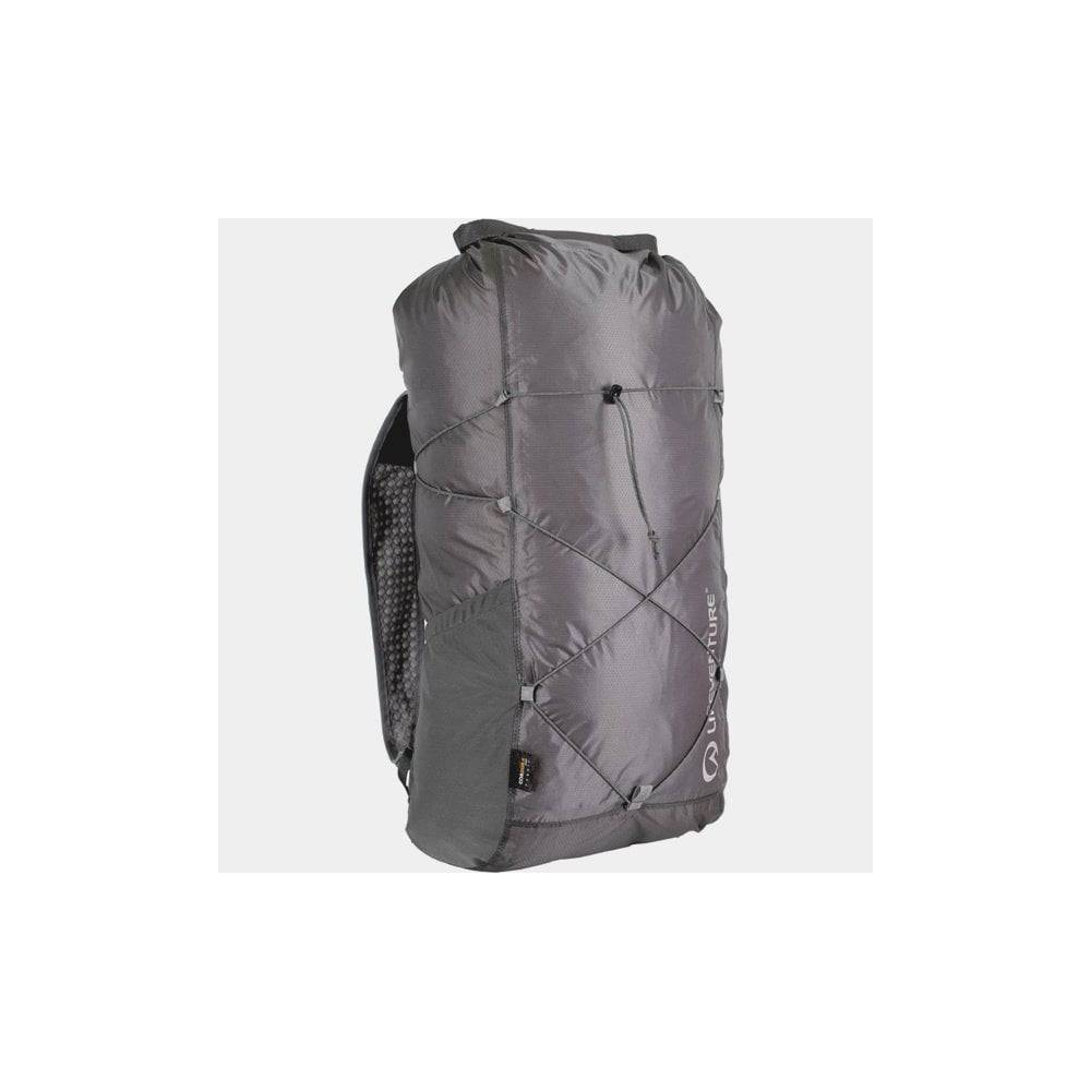 Lifeventure 22L packable waterproof backpack showing lightweight design and bright color, ideal for travel and biking accessories.