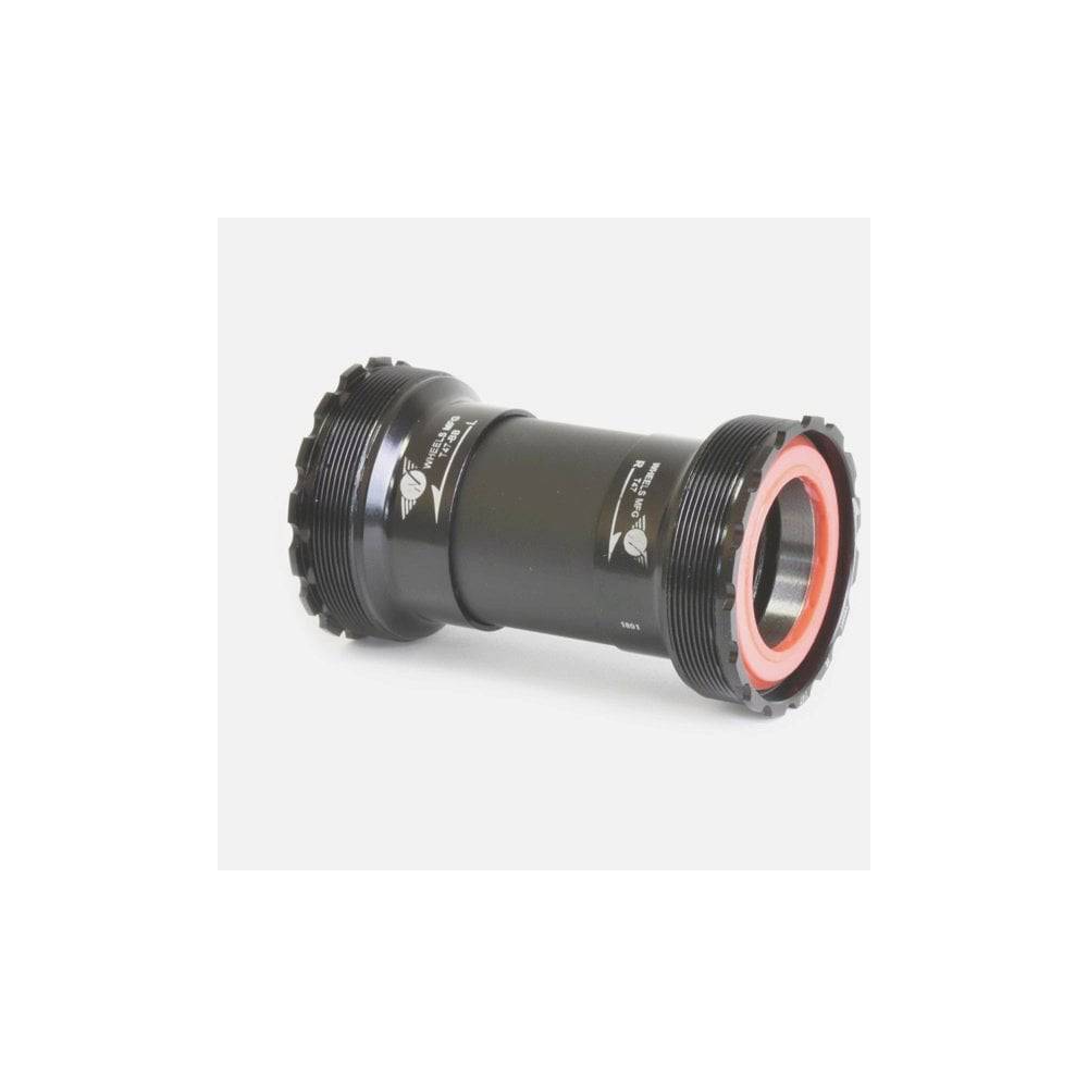Wheels Manufacturing T47 inboard ABEC-3 bearing bottom bracket for 29mm SRAM DUB cranks, showing the bearing and frame interface.