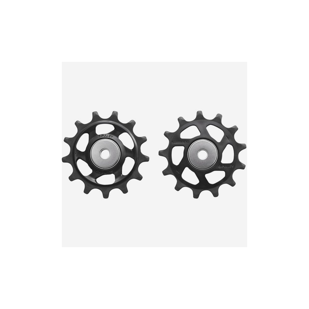 Shimano XTR RD-M9100/M9120 rear derailleur pulley set with replacement wheels for mountain bike components.