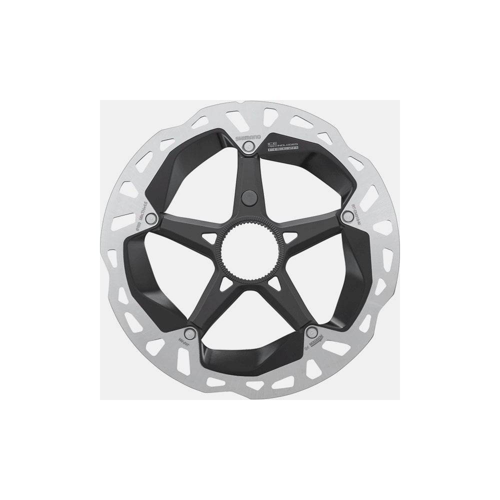 Shimano STEPS RT-EM910 Ice Tech Freeza rotor with lockring for e-bike braking components, durable and high-performance bike part.