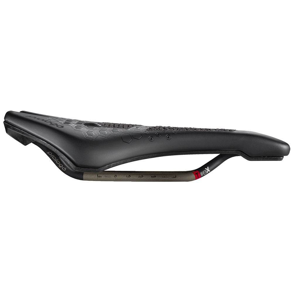 Prologo Dimension Tri CPC 143 TiroX saddle for triathlon and endurance cycling, showing sleek black design with ergonomic shape.