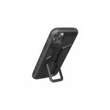 Topeak Ridecase for iPhone 11 Pro with adjustable mount and wireless charging, showing the rugged phone case and mounting system.