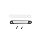 Topeak Spare Pakgo X nameplate replacement with hardware for black bike case accessory, showing black plastic and metal components.