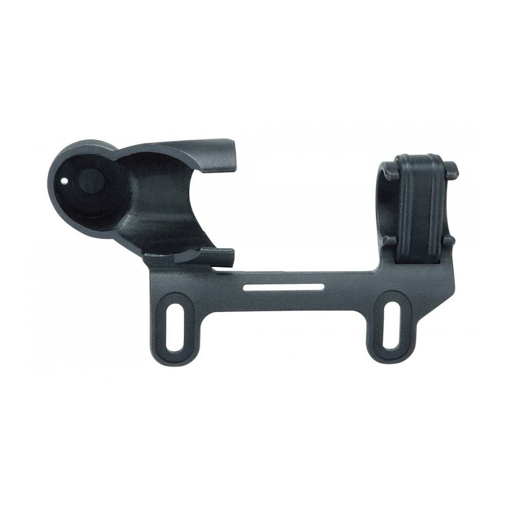 Topeak Mini Master Blaster DX bike pump bracket holder in black, durable accessory for mounting on bicycles.
