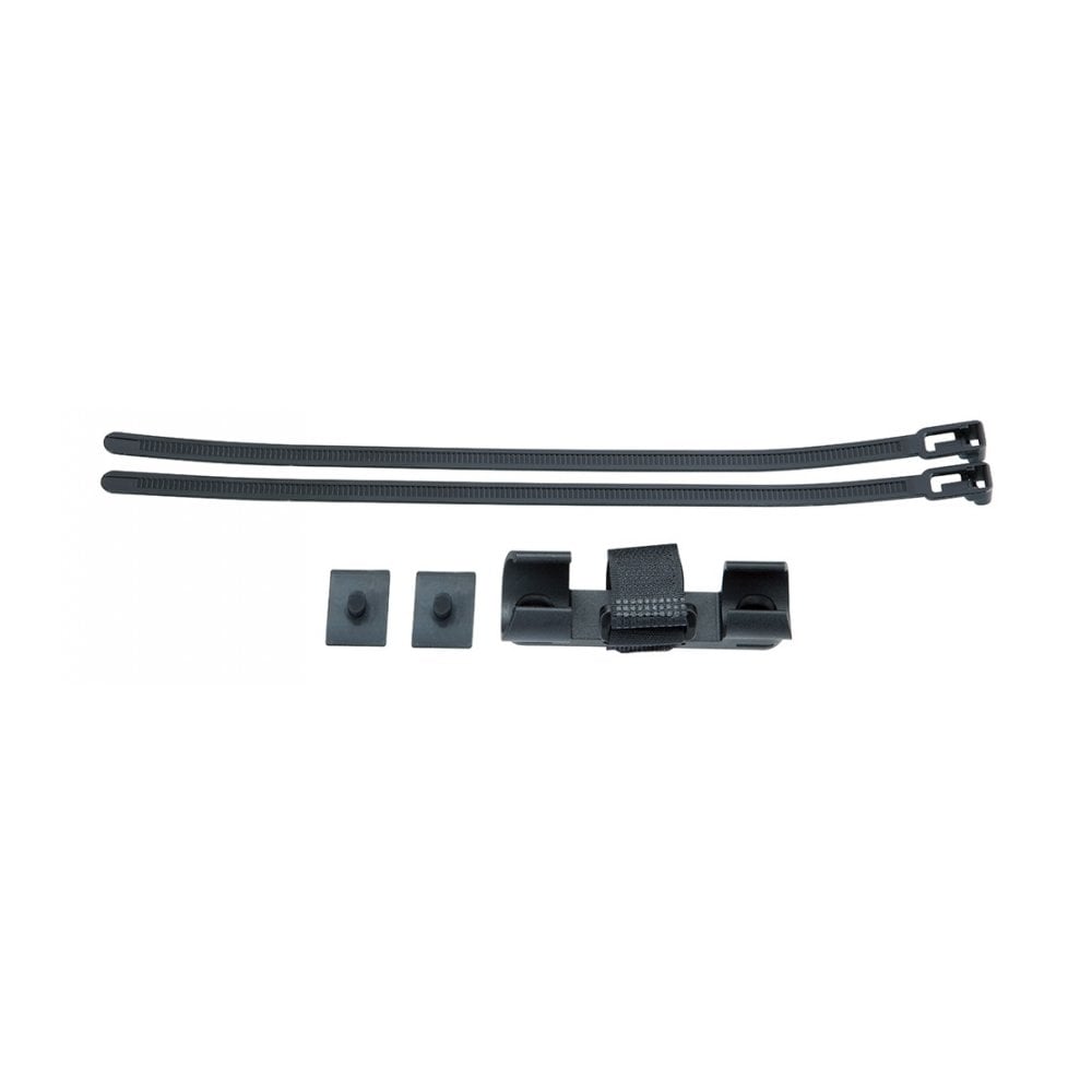 Topeak Race Rocket HPX pump bracket mount in black securely attaches to bike frame as a convenient accessory holder.