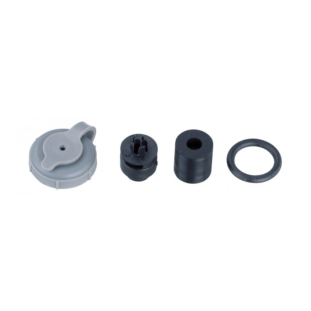 Topeak Peakini II rebuild kit in black, replacement accessories for pump maintenance, including seals and valves.