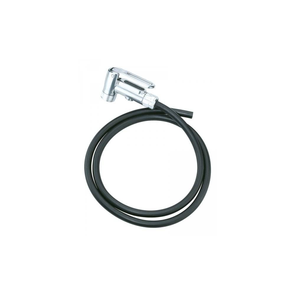 Topeak Smarthead DX upgrade kit with hose and mounting hardware for bike pump accessories, black color, compatible with pumps.
