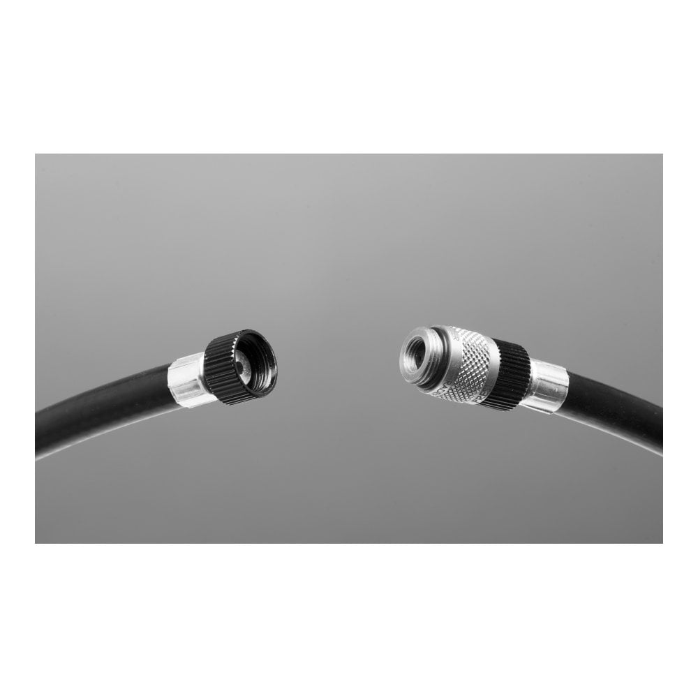 Crankbrothers Klic Pump Hose Extender 22-inch with Presta and Schrader valve head in black for bike pump accessories