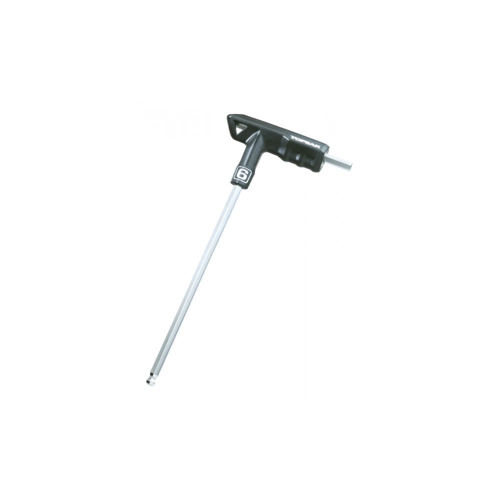 Topeak DuoHex T-Handle Hex Wrench Set with 2-6mm sizes, ergonomic padded handles, black and silver color, suitable for bike workshop use.