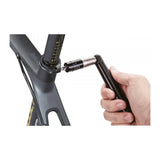 Topeak Nano TorqBar X bike torque wrench with integrated bit storage in black and silver, ideal for bike maintenance.