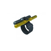 Topeak Tubi Pod X tubeless tyre repair kit in black with frame mount strap, designed for bike maintenance and repair.