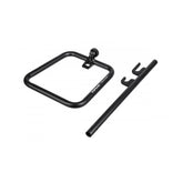 Topeak Tune-up Stand X for eBikes and heavy-duty bikes, adjustable black workshop bike repair stand on a workbench.