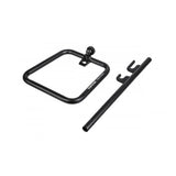 Topeak Tune-up Stand X for eBikes and heavy-duty bikes, adjustable black workshop bike repair stand on a workbench.