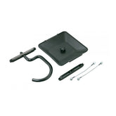 Topeak workshop scale upgrade kit with clip-on tray and hook for small parts and wheels, black color, compatible with bike maintenance.