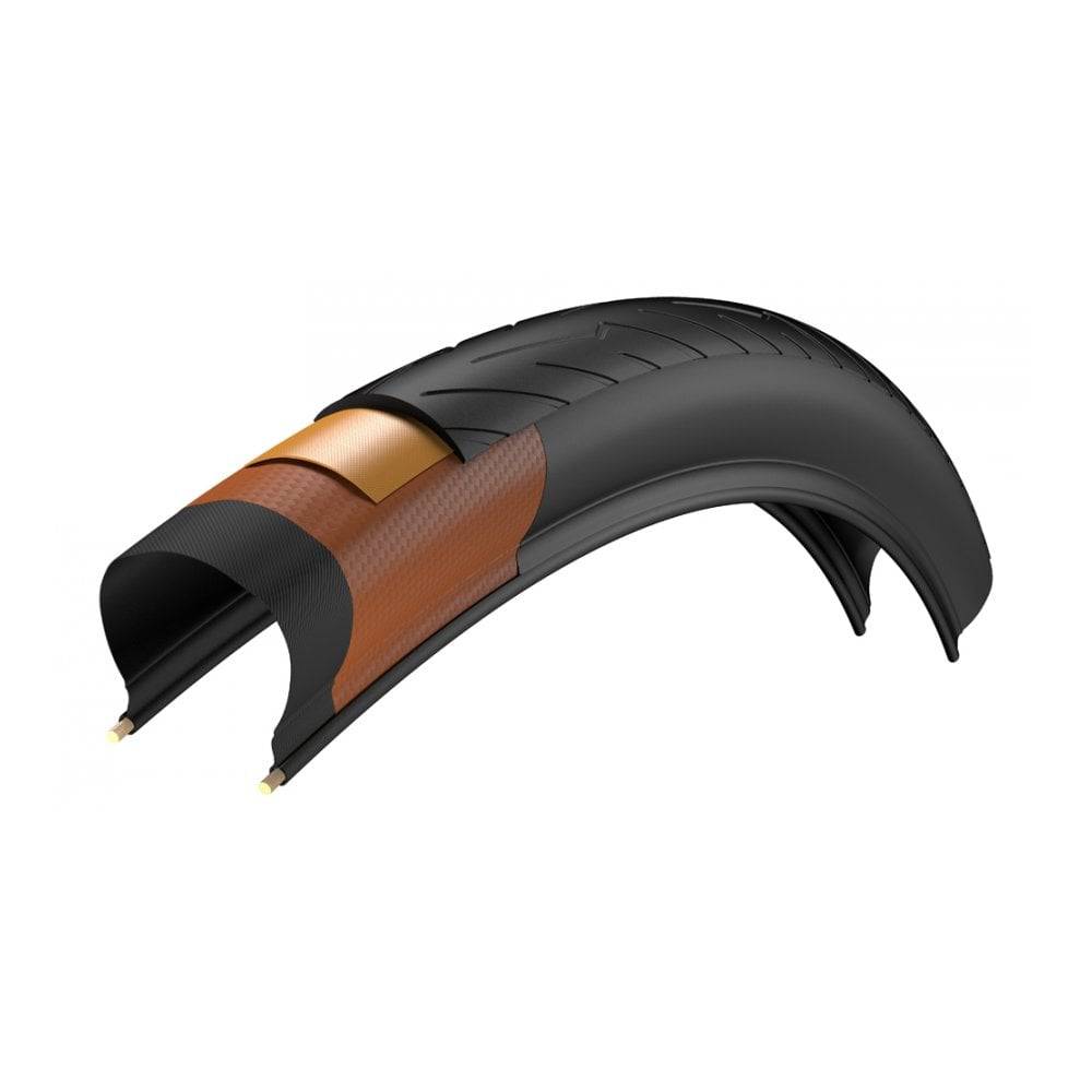 Pirelli Cinturato Velo tubeless-ready bicycle tyres with puncture protection and enhanced grip, shown mounted on a wheel.