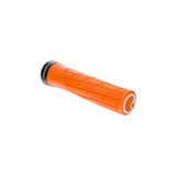 Ergon GA2 ergonomic mountain bike grips with CNC aluminum clamps and replaceable plugs, designed for comfort and secure fit.